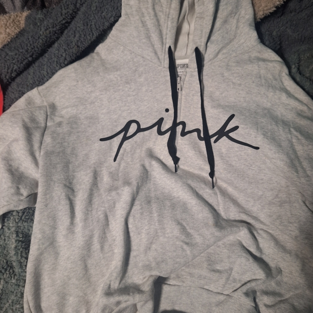 PINK Victoria's Secret Gray Zip-Up Hoodie